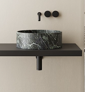 Pietre Mod Lavabo Piletta Appoggio Marmo Verde Alpi