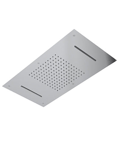 SOFFIONE PER DOCCIA AD INCASSO IN ACCIAIO INOX - DOPPIO INGRESSO - DOPPIA MODALITÀ DI USCITA: DOPPIA CASCATA O PIOGGIA - 380X700MM - ANTICALCARE - GETTO FISSO