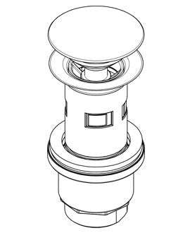 COMPLEMENTI BAGNO PILETTA CON TAPPO A PRESSIONE CLIC-CLAC PER LAVABO - CORPO IN ABS - SENZA TROPPO PIENO - INGOMBRO E TROPPO PIENO ADATTABILI DURANTE L'INSTALLAZIONE