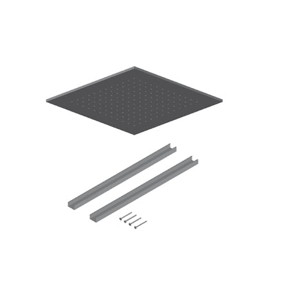 BOXER SOFFIONE QUADRATO 49X49 CM DA SOFFITTO IN ACCIAIO, 4 LED, BLU ACCIAIO INOX LUCIDO