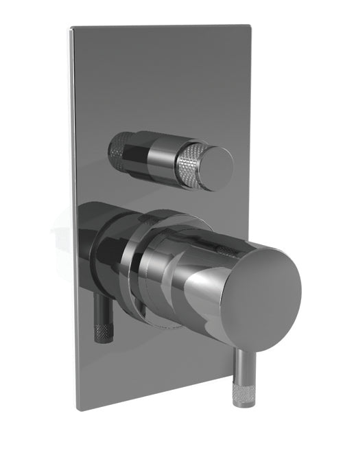 DIAMETRO35 MISCELATORE MONOCOMANDO AD INCASSO PER VASCA/DOCCIA BLACK CHROME - DUE USCITE - DEVIATORE AUTOMATICO VASCA/DOCCIA - COMPLETO DI PARTI INTERNE