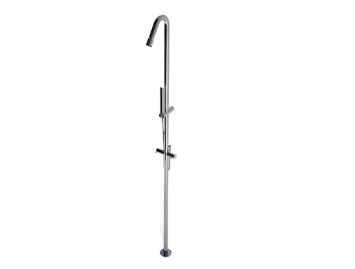 Colonna Per Doccia Da Terra Comandi Caldo freddo Due Uscite Con Deviatore Automatico Doccetta soffione Doccetta 24mm In Ottone Con Flessibile Da 1500mm Completo Di Parti Interne Con Fissagg