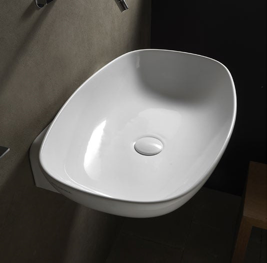 Lavabo 60 Nudaslim Da Appoggio Sospeso Bianco