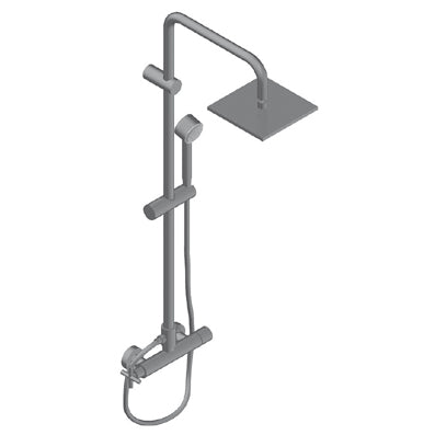 Fly Doccia Termostatica A Parete Con Soffione Quadrato 20x20 Cm In Abs Doccetta In Abs E Flessibile Doppia Aggraffatura Cromo