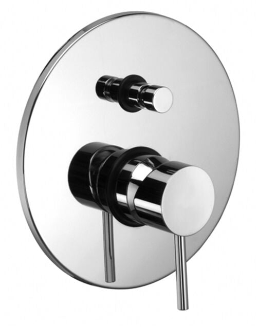 MISCELATORE INCASSO CON DEVIATORE E PIASTRA TONDA LIGHT STEEL LOOKING