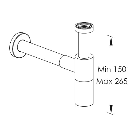 COMPLEMENTI BAGNO SIFONE DI SCARICO CROMO - CON TUBO A MURO