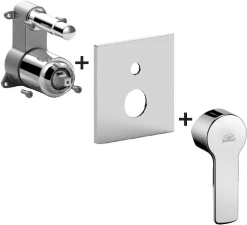 MISCELATORE INCASSO CON DEVIATORE PBOX 015 PIASTRA ABS RED CROMO