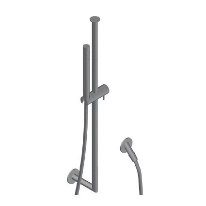 Zero Saliscendi flessibile 150 Cm In Pvc Nero Doccetta Presa Acqua Acciaio Inox Spazzolato