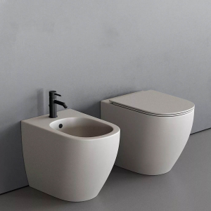 Pin Vaso A Terra Rimless Senza Brida Completo Di Fissaggi Vaniglia Matt