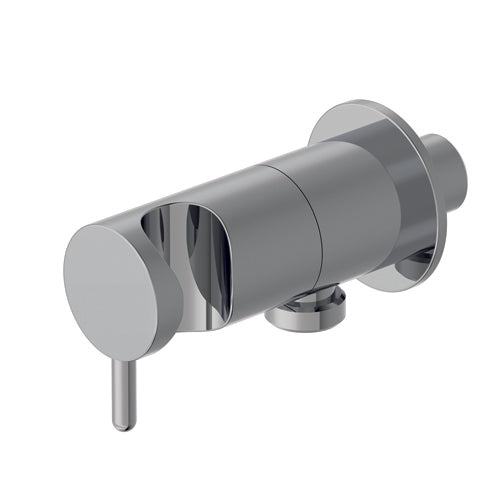 PRESA ACQUA CON SUPPORTO DOCCETTA E COMANDO PORTATA CROMO - CORPO IN OTTONE