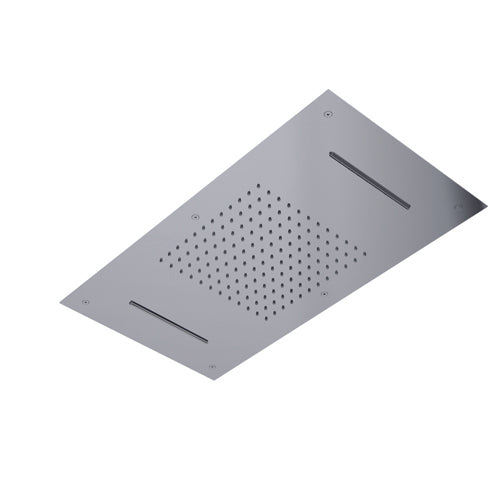 SOFFIONI CHROMOTHERAPY - SOFFIONE PER DOCCIA AD INCASSO IN ACCIAIO INOX CON CROMOTERAPIA - DOPPIO INGRESSO - DOPPIA MODALITÀ DI USCITA: DOPPIA CASCATA O PIOGGIA - CROMOTERAPIA 9 COLORI - CON TELECOMANDO - 380X700MM - ANTICALCARE - GETTO FISSO - CON ALIMEN