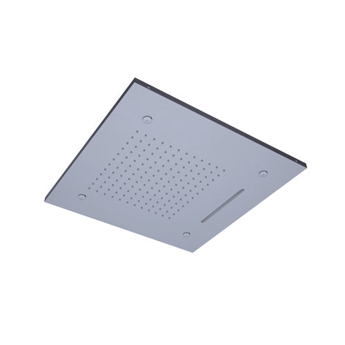 SOFFIONI CHROMOTHERAPY - SOFFIONE PER DOCCIA AD INCASSO IN ACCIAIO INOX CON CROMOTERAPIA - TRIPLO INGRESSO - TRIPLA MODALITÀ DI USCITA: CASCATA O PIOGGIA O NEBULIZZAZIONE - CROMOTERAPIA 9 COLORI - CON TELECOMANDO - 500X500MM - ANTICALCARE - GETTO FISSO - 