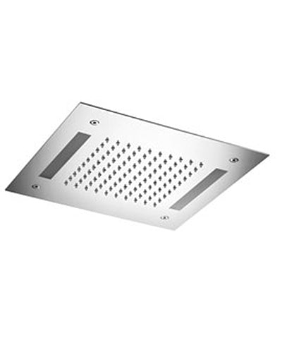 SOFFIONI CHROMOTHERAPY - SOFFIONE PER DOCCIA AD INCASSO IN ACCIAIO INOX CON CROMOTERAPIA - CROMOTERAPIA 9 COLORI - CON TELECOMANDO - 300X300MM - ANTICALCARE - GETTO FISSO - CON ALIMENTATORE (IN 110/230V AC, OUT 12V DC)