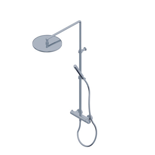 GRUPPO ESTERNO PER DOCCIA CON SOFFIONE CROMO - MISCELATORE TERMOSTATICO - DUE USCITE CON DEVIATORE AUTOMATICO DOCCETTA/SOFFIONE - DOCCETTA CON FLESSIBILE DA 1.750MM - DOCCETTA Ø32MM IN ABS - SOFFIONE PER DOCCIA ORIENTABILE Ø300MM IN ABS - ANTICALCARE - GE