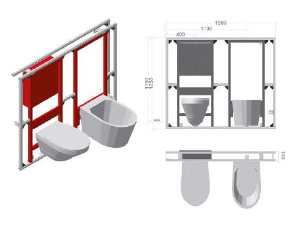 Teceprofil Strut Completa Wc bidet 1500x1250x140mm