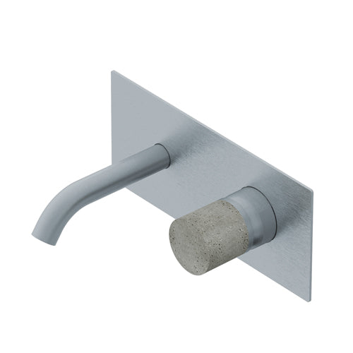 DIAMETRO35 INOX CONCRETE MISCELATORE MONOCOMANDO AD INCASSO PER LAVABO - CANNA SX L=150MM - PIASTRA ESTERNA - COMPLETO DI PARTI INTERNE