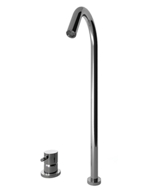 DIAMETRO35 MISCELATORE MONOCOMANDO SOPRAPIANO PER LAVABO BLACK CHROME - CANNA TONDA GIREVOLE 360°