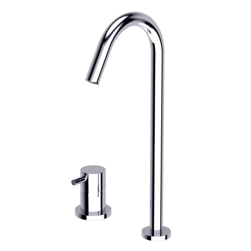 DIAMETRO35 MISCELATORE MONOCOMANDO SOPRAPIANO PER LAVABO BLACK CHROME - CANNA TONDA GIREVOLE 360°