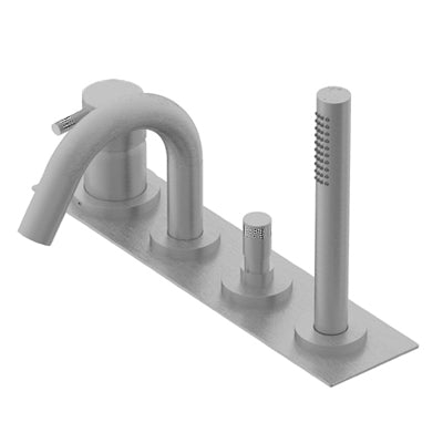 DIAMETRO35 INOX GRUPPO PER BORDO VASCA - MISCELATORE MONOCOMANDO A DUE USCITE CON DEVIATORE AUTOMATICO BOCCA DI EROGAZIONE TONDA/DOCCETTA - FLESSIBILE DA 1800MM - DOCCETTA Ø23 IN ACCIAIO INOSSIDABILE