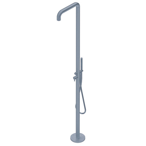 Colonna Per Doccia Da Terra Due Uscite Con Deviatore Doccetta soffione Soffione Fisso Con Getto A Pioggia Doccetta 23mm In Acciaio Inossidabile Con Flessibile Da 1500mm Completo Di Parti Inte