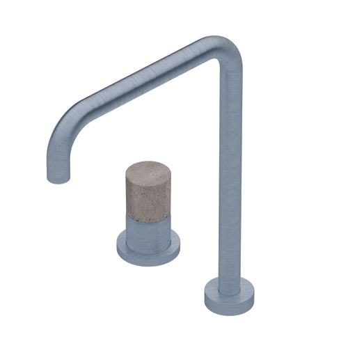 Miscelatore Monocomando Due Fori Per Lavello Cucina Canna Quadra Girevole 360 H 320mm Comando Senza Leva