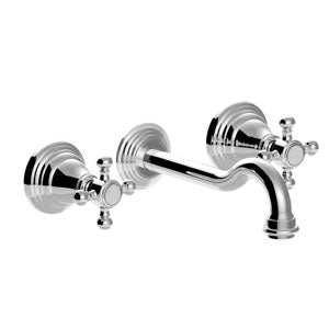 BATTERIA LAVABO INCASSO 3 FORI (2 PER FBLV010)+BOCCA RETRÒ MM.175 CON ROSONE BELINDA CROMO + GOLD FINISH