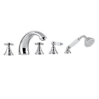 BATTERIA BORDO VASCA CON BOCCA EROGAZIONE BELINDA CROMO + GOLD FINISH