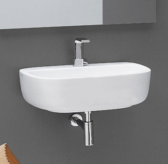 Mono Lavabo 64 Appoggio Sospeso Bianco