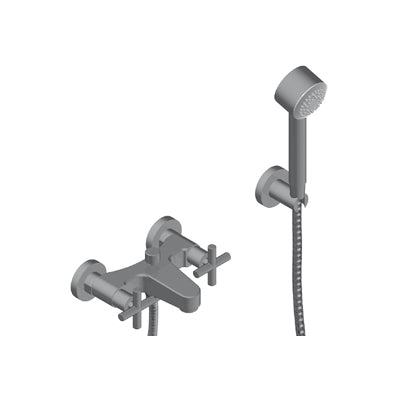 Fly Gruppo Vasca Esterno Doccetta In Abs E Flessibile Doppia Aggraffatura Nickel Spazzolato