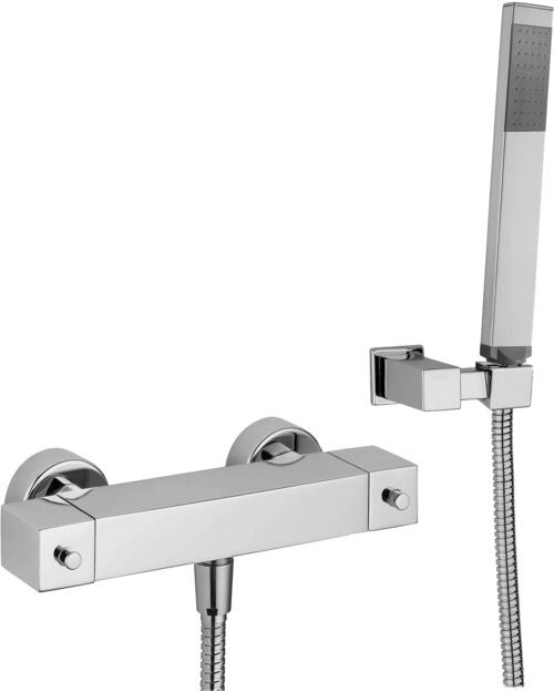 MISCELATORE TERMOSTATICO DOCCIA ESTERNO NUOVO SPECIALE LEVEL STEEL LOOKING