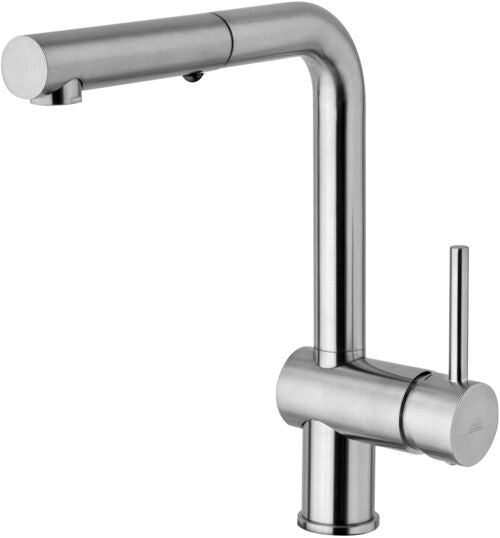 Miscelatore Lavello Estraib corpo Ringo Doc 2 Gt Metallo con Leva Stick Light Steel Looking