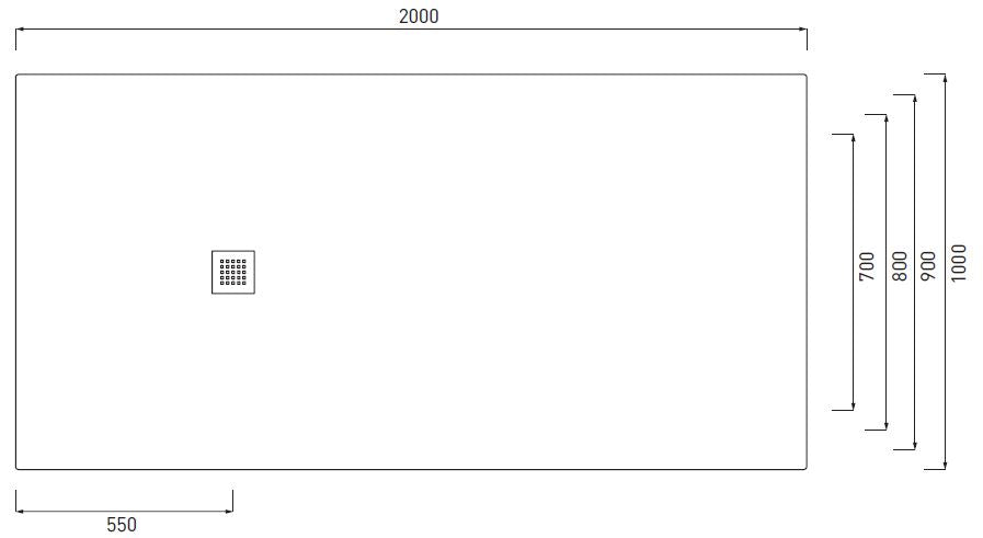 VENTICINQUE PIATTO DOCCIA 100X200 BIANCO MATT