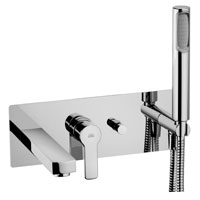 MISCELATORE VASCA INCASSO CON DEVIATORE BOCCA EROGAZIONE E DOCCIA STICK RED CROMO