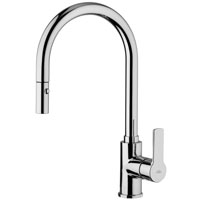 MISCELATORE LAVELLO LATERALE DOCCETTA ESTRAIBILE 2 GETTI CON VALVOLINA RED CROMO