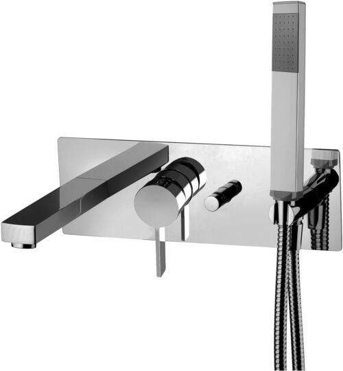 MISCELATORE VASCA INCASSO CON DEVIATORE BOCCA EROGATORE E DOCCIA ROCK STEEL LOOKING