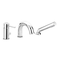 BATTERIA BORDO VASCA CON BOCCA EROGATORE NEW CON DOCCIA VERTICALE STICK CROMO