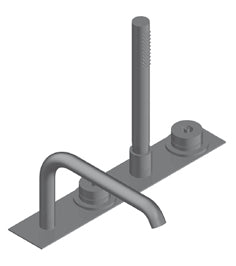 Volante Doppio Miscelatore Bordo Vasca Acciaio Inox Spazzolato