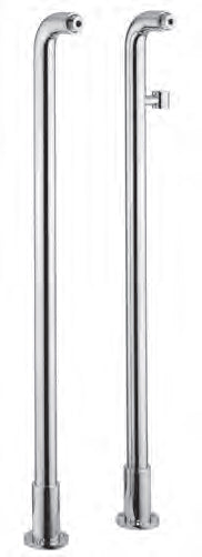 COPPIA COLONNE A PAVIMENTO H.890 MM. D.38 CON SUPPORTO DOCCIA + FISS. CROMO