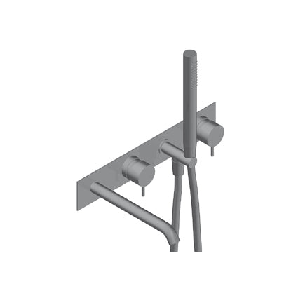 Zero Doppio Miscelatore Vasca Incasso Include Easyfix Flessibile Pvc Nero Acciaio Inox Spazzolato