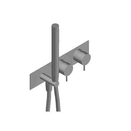 Zero Doppio Miscelatore Doccia Incasso Include Easyfix Flessibile Pvc Nero Acciaio Inox Spazzolato