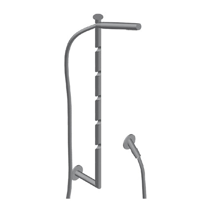 Zero Saliscendi flessibile 150 Cm In Pvc Nero Doccetta Presa Acqua Acciaio Inox Spazzolato