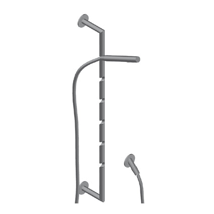 Zero Saliscendi flessibile 150 Cm In Pvc Nero Doccetta Presa Acqua Acciaio Inox Spazzolato