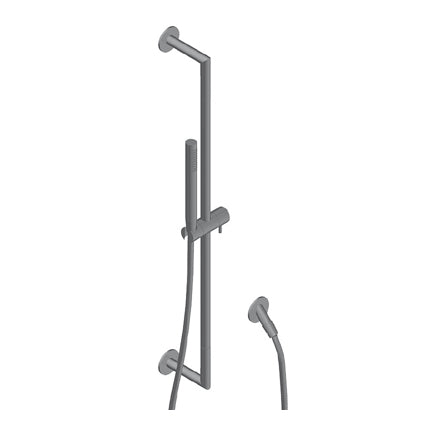 Zero Saliscendi flessibile 150 Cm In Pvc Nero Doccetta Presa Acqua Acciaio Inox Spazzolato